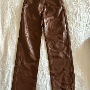 Wilfred Aritzia Women's Brown Leather Pants
